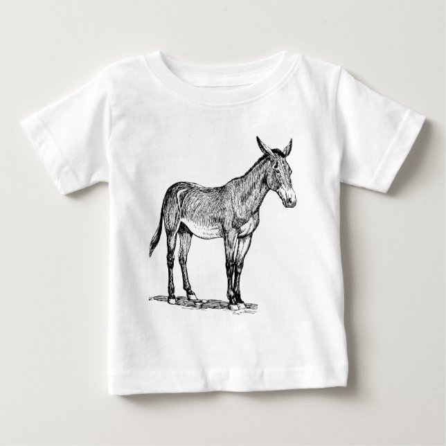 T-shirt Pour Bébé Dessin de mule, têtu (Devant)