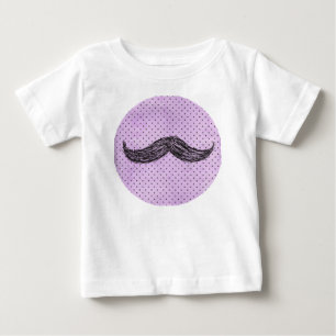 T-shirt Pour Bébé Dessin drôle de moustache avec le pois pourpre