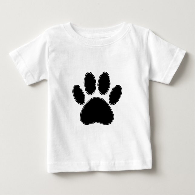T-shirt Pour Bébé Dessin Paw Chien En Noir (Devant)