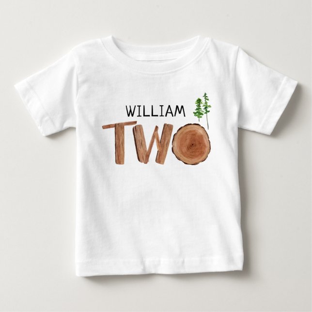 T-shirt Pour Bébé Deux 2e anniversaire Nom personnalisé (Devant)