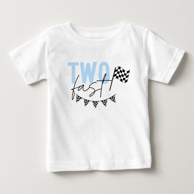 T-shirt Pour Bébé Deux Chemise Fast Racecar 2e Anniversaire (Devant)