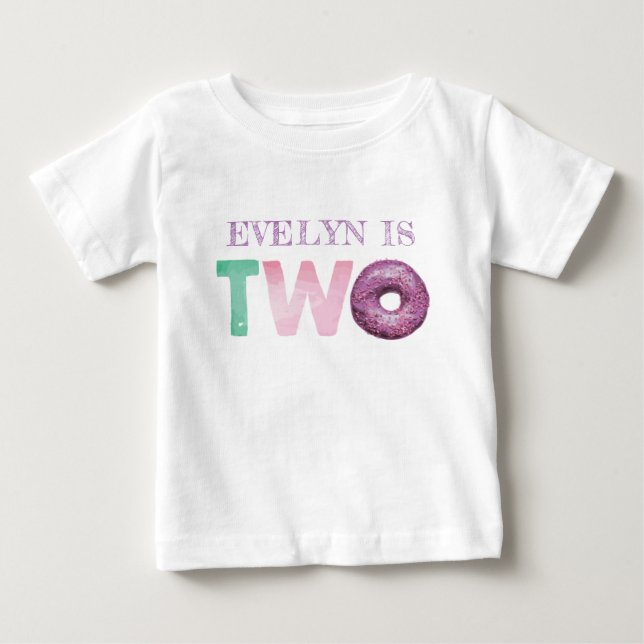 T-shirt Pour Bébé Deux Donuts Anniversaire Personnalisé (Devant)