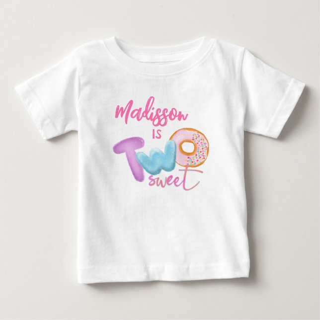 T-shirt Pour Bébé Deux douces beignets rose fille 2e anniversaire (Devant)