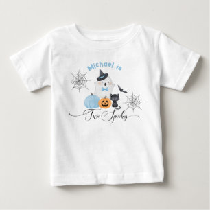 T-shirt Pour Bébé Deux éffrayant Halloween Anniversaire bleu Boo