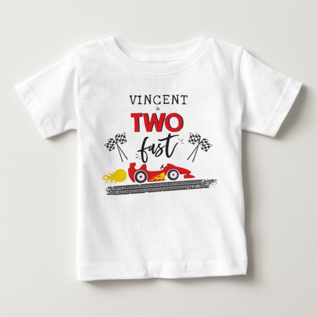 T-shirt Pour Bébé Deux Fast Red Race Car 2e Anniversaire (Devant)