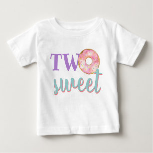 T-shirt Pour Bébé Deux filles sucrées de Donut Second Birthday