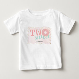 T-shirt Pour Bébé Deux gâteaux Donut Rose Fille 2ème Anniversaire