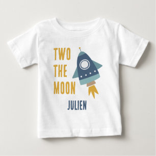 T-shirt Pour Bébé Deux Moon Space Rocket 2e fête d'anniversaire