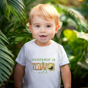 T-shirt Pour Bébé Deux sauvages 2ème anniversaire Photo Safari tropi
