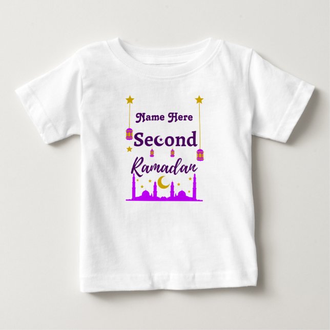 T-shirt Pour Bébé Deuxième Ramadan | Nom personnalisé (Devant)