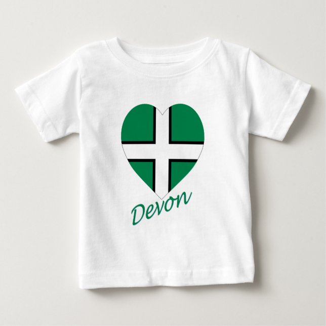 T-shirt Pour Bébé Dévon Coeur avec drapeau avec nom (Devant)