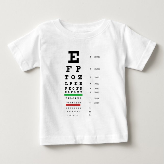 T-shirt Pour Bébé Diagramme d'oeil de Herman Snellen pour estimer (Devant)