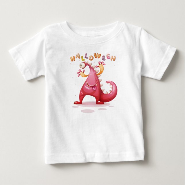 T-shirt Pour Bébé Dino Enfant Cute Halloween Monster Toddler (Devant)