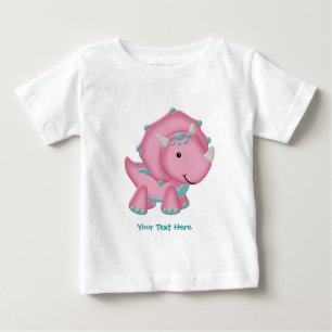 T-shirt Pour Bébé Dino rose (personnalisable)