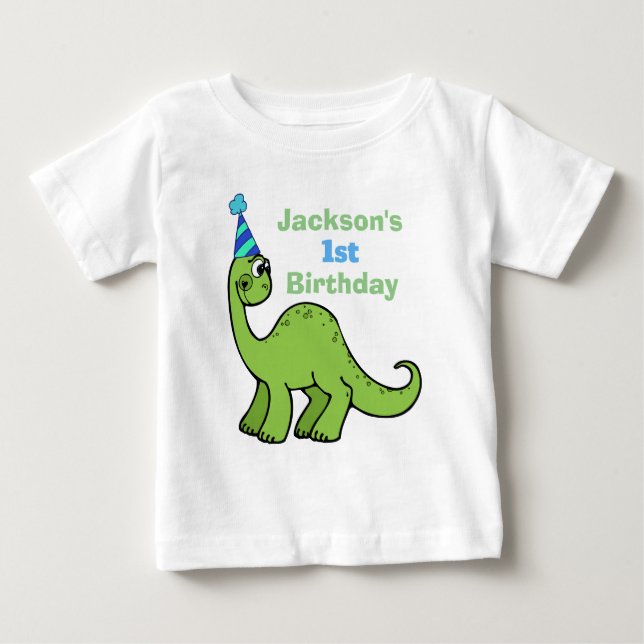 T-shirt Pour Bébé Dinosaur 1er anniversaire mignon Personnalisé (Devant)
