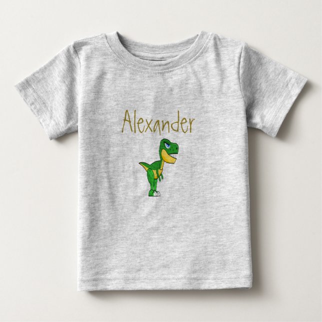 T-shirt Pour Bébé Dinosaur Cute Bleu Personnalisé Garçon (Devant)