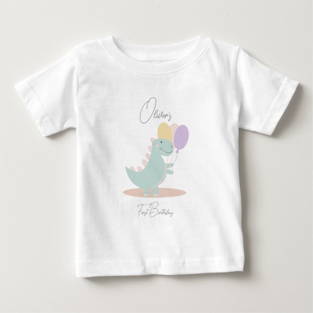 T-shirt Pour Bébé Dinosaur Fille rose bleu Lilac fête d'anniversaire (Devant)
