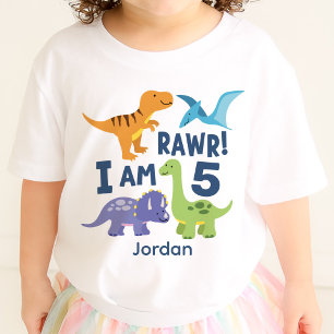 T-shirt Pour Bébé Dinosaur T-Rex Enfant 5e Anniversaire Rawer Person