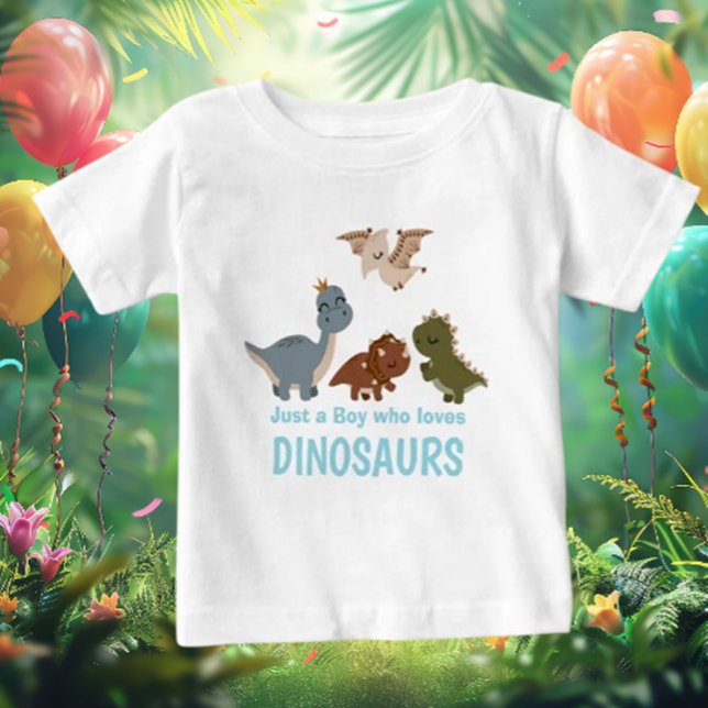 T-shirt Pour Bébé Dinosaure Bohème Bleu (Dress your little one in style with our Blue Boho Dinosaur Baby T-Shirt! )