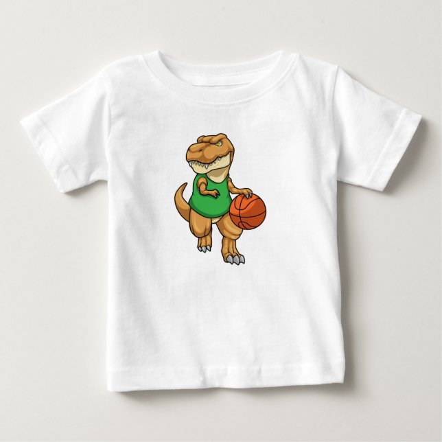 T-shirt Pour Bébé Dinosaure dans Sports avec basket-ball (Devant)