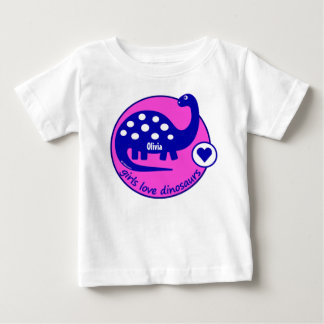 T-shirt Pour Bébé Dinosaure rose lumineux personnalisable mignon