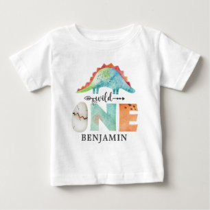 T-shirt Pour Bébé Dinosaure Sauvage Personnalisé Premier anniversai