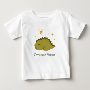 T-shirt Pour Bébé Dinosaure Vert Étoile Scintillante Genre Neutre 