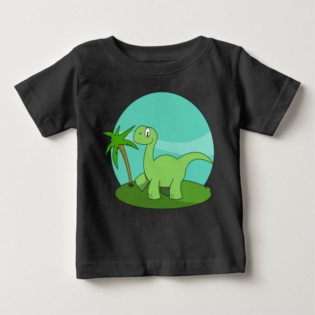 T-shirt Pour Bébé Dinosaure vert mignon (Devant)
