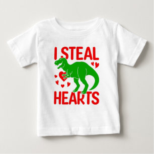T-shirt Pour Bébé Dinosaure Vert Valentine I Voler Coeurs