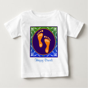 T-shirt Pour Bébé Diwali Rangoli coloré avec empreinte