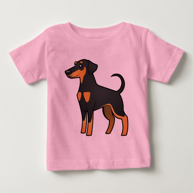 T-shirt Pour Bébé Doberman Pinscher (oreilles de disquette) (Devant)