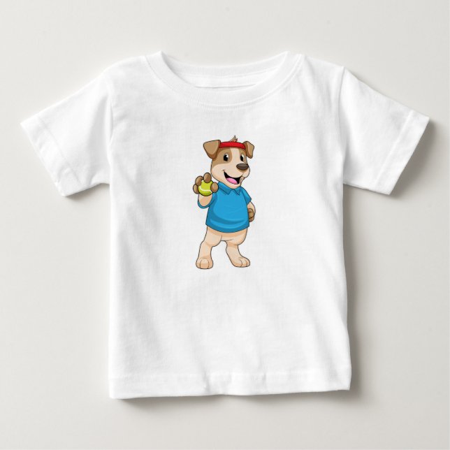 T-shirt Pour Bébé Dog at tennis (Devant)