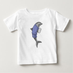 T-shirt Pour Bébé Dolphin as Secretary with Stack of paper