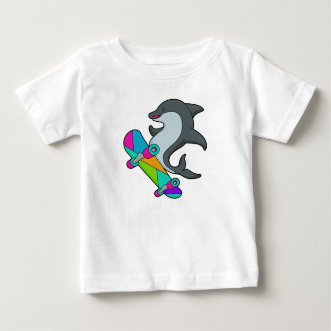 T-shirt Pour Bébé Dolpin comme patineur avec skateboard (Devant)