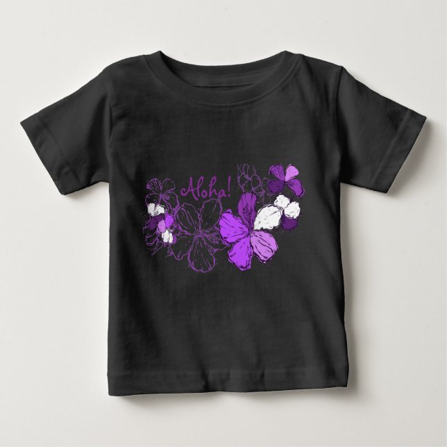 T-shirt Pour Bébé Doodle Hibiscus Infantant Creeper (Devant)