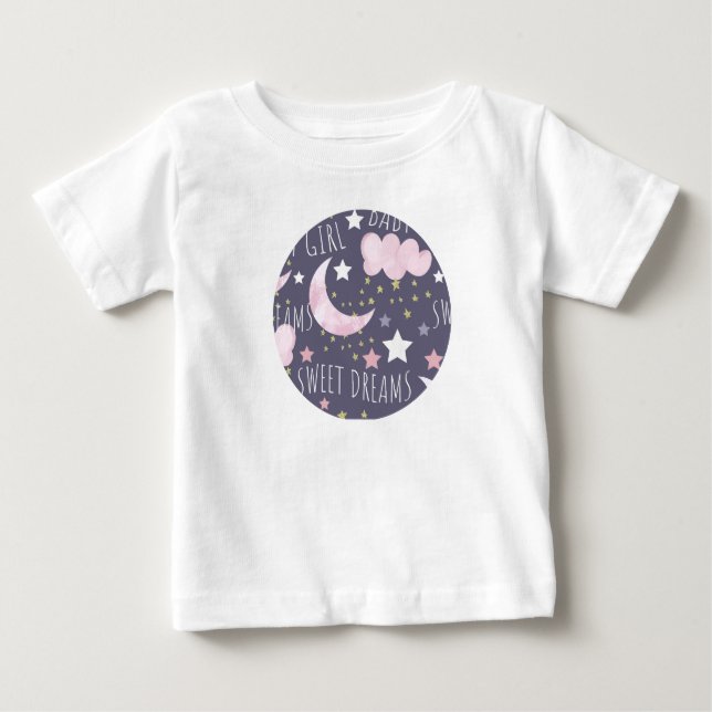 T-shirt Pour Bébé Douce Lune Bébé Fille (Devant)