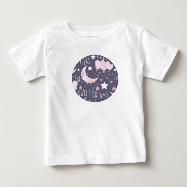 T-shirt Pour Bébé Douce Nuit Lune Bébé Fille (Devant)