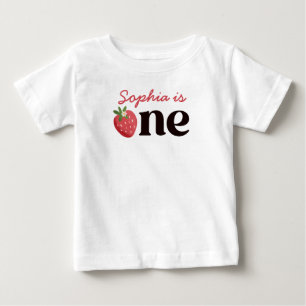 T-shirt Pour Bébé Douce petite fille à la fraise 1er anniversaire