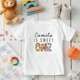 T-shirt Pour Bébé Douceur animale sauvage personnalisée Un 1er anniv