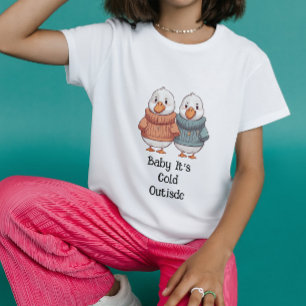 T-shirt Pour Bébé Doux de caricature mignonne Froid Geese Canard Cou