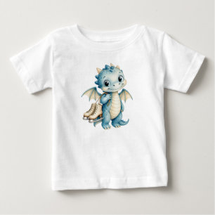 T-shirt Pour Bébé Dragon de bébé hivernal fantaisiste tenant des pat