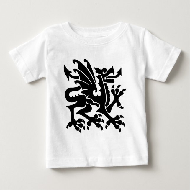 T-shirt Pour Bébé Dragon héraldique 01 - Noir (Devant)