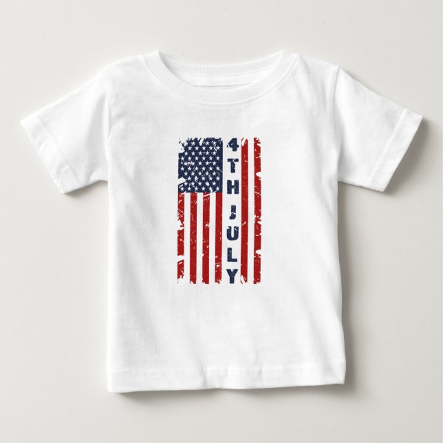 T-shirt Pour Bébé Drapeau américain 4 juillet et déchiré (Devant)