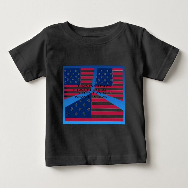 T-shirt Pour Bébé Drapeau américain avec Hakuna Matata : Design patr (Devant)