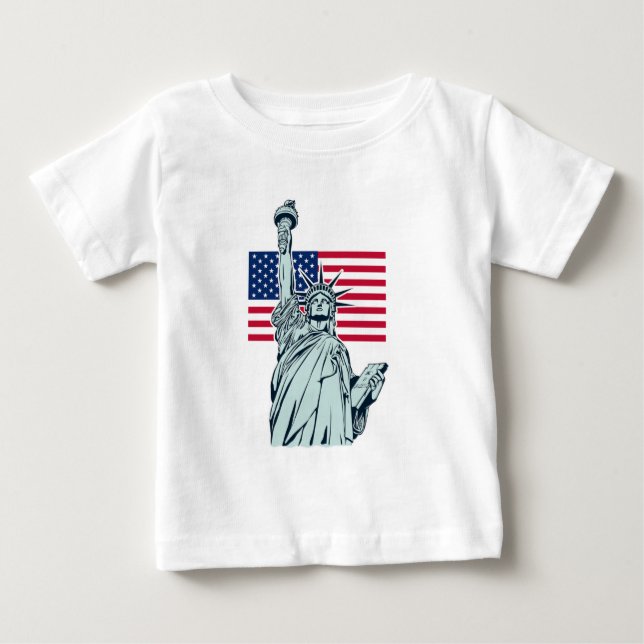 T-shirt Pour Bébé Drapeau américain avec Lady Liberty    (Devant)