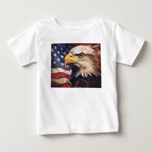 T-shirt Pour Bébé Drapeau américain avec tête d'aigle chauve (Devant)