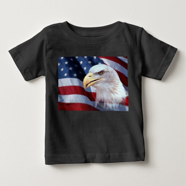 T-shirt Pour Bébé Drapeau américain de tête d'aigle chauve 4 juillet (Devant)