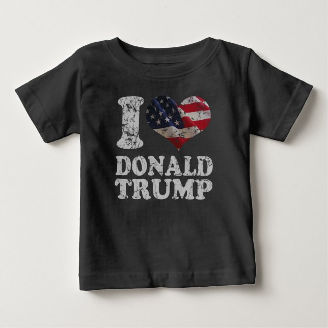 T-shirt Pour Bébé Drapeau américain Donald Trump du coeur I (Devant)