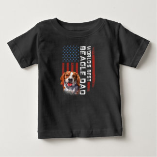 T-shirt Pour Bébé drapeau américain monde meilleur beagle papa