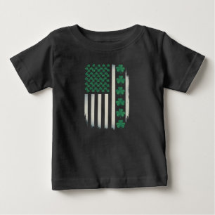 T-shirt Pour Bébé Drapeau américain Shamrock Jour de la Saint Patric